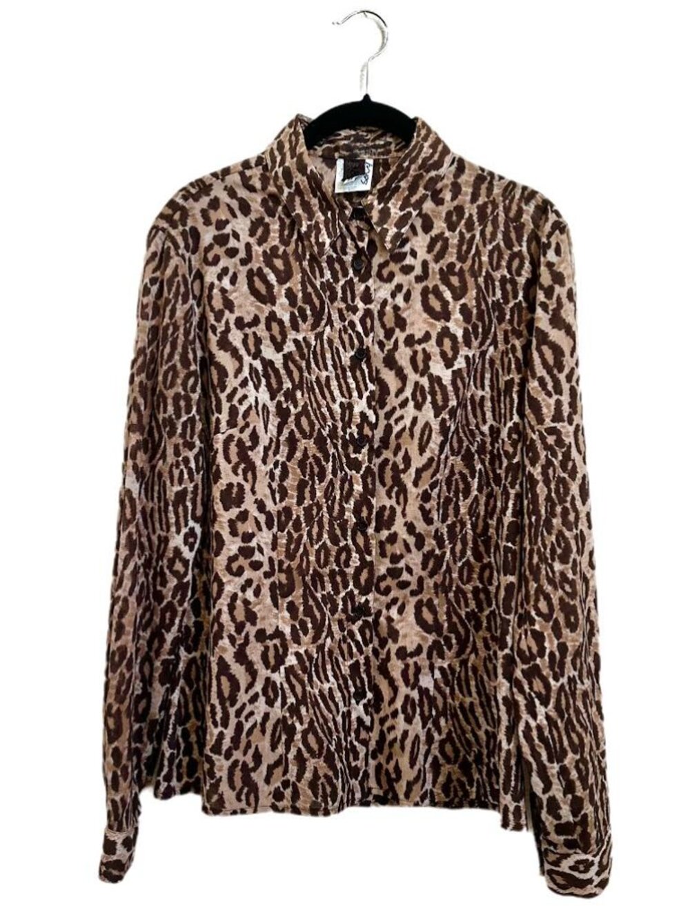 Vintage D&G Dolce & Gabana Leopard Print Long Sleeve Blouse Italy